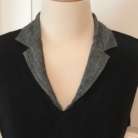 Chico's Black Sleeveless Tank Top with Notched Collar - Picture 3 of 6
